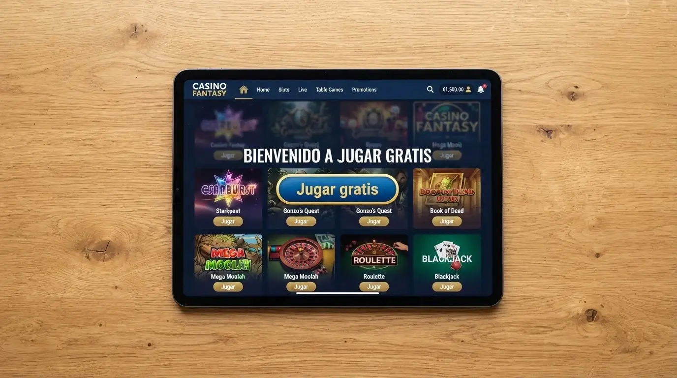 Botón de «Jugar gratis» o «Modo demo» destacado en la portada de un casino online sin ningún formulario de registro a la vista