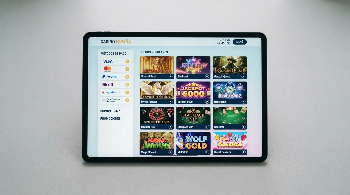 Vista comparativa de las fichas de varios casinos online con Apple Pay en pantalla, mostrando logo, valoración y datos clave de cada operador