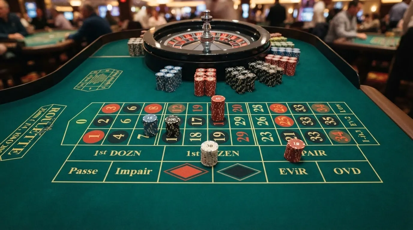 Collage de logotipos de los operadores analizados sobre fondo de mesa de casino en vivo con fichas
