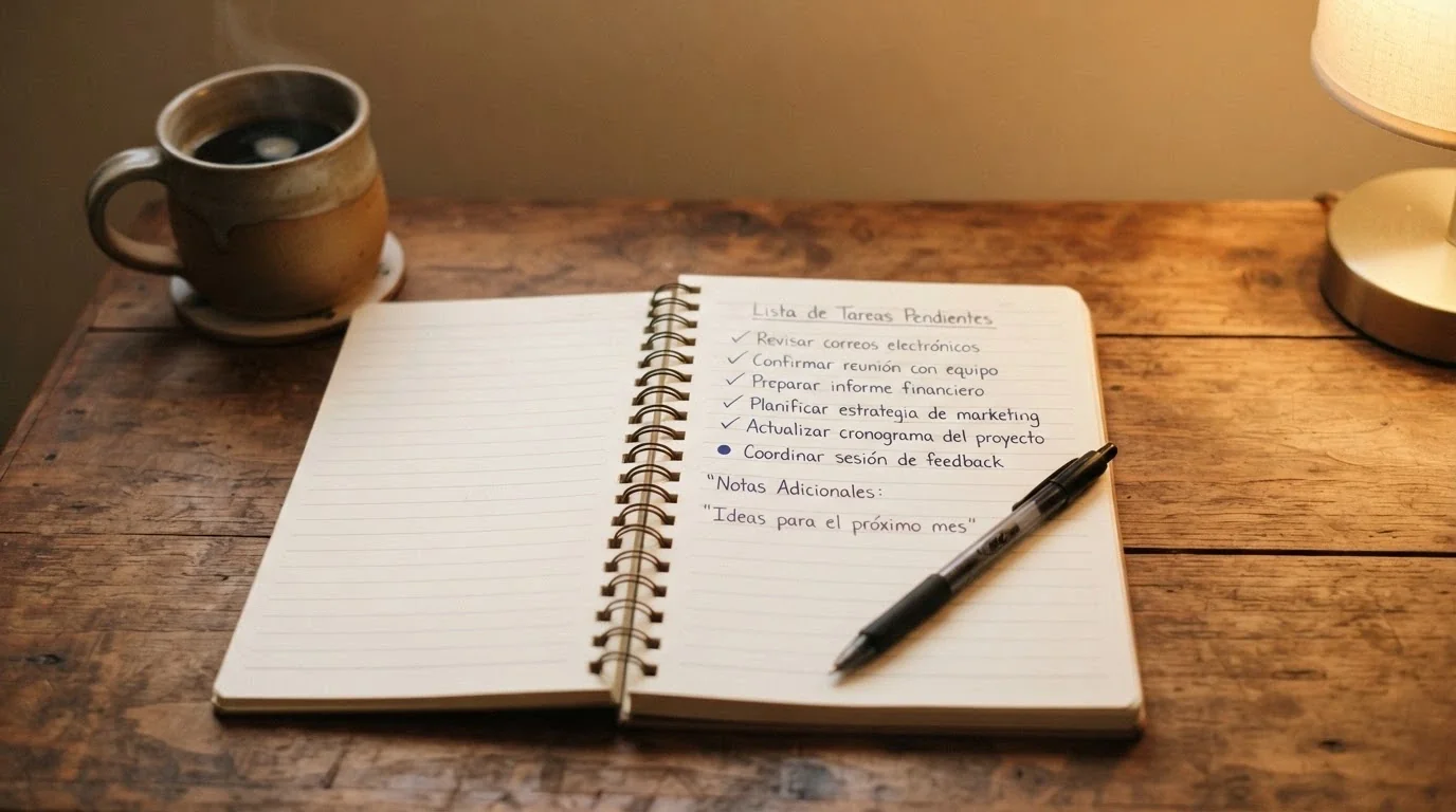 Lista de comprobación sobre una mesa de trabajo con los criterios de evaluación