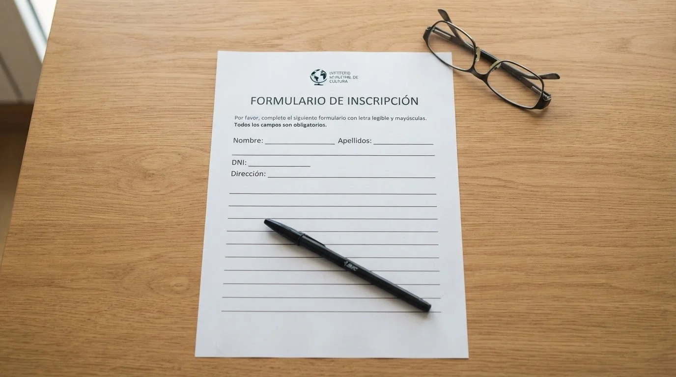 Formulario de solicitud de inscripción al RGIAJ con campos de DNI, nombre y dirección