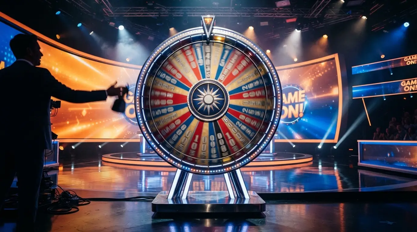 La rueda de Crazy Time de Evolution Gaming con sus 54 segmentos y las cuatro rondas de bonificación visibles en el estudio