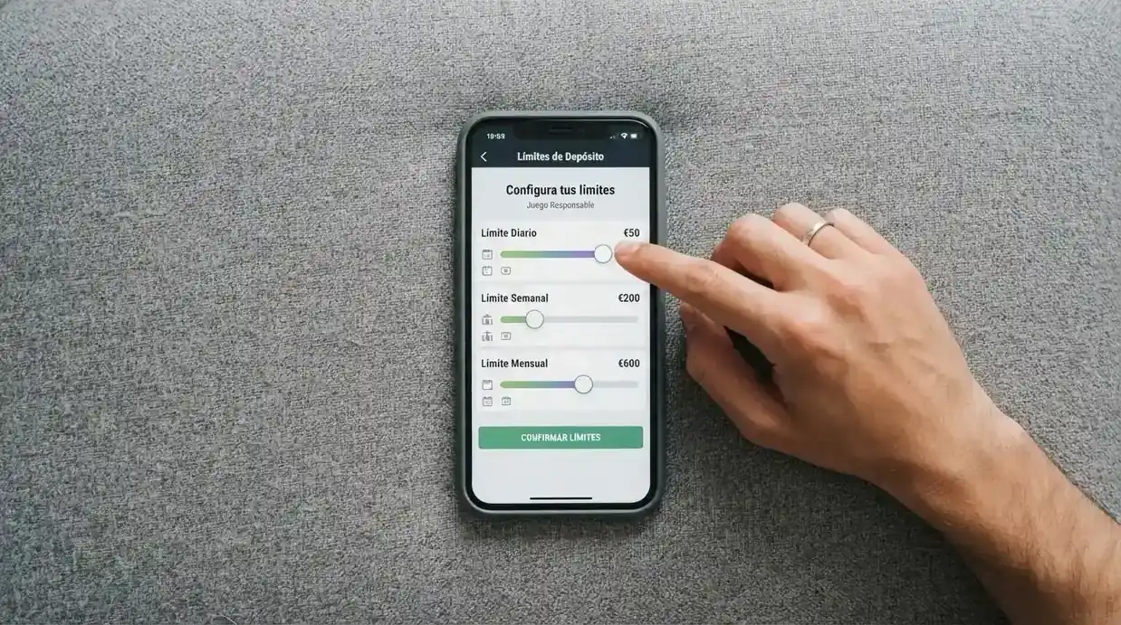 Panel de configuración de límites de depósito y de sesión en la cuenta de un casino online español
