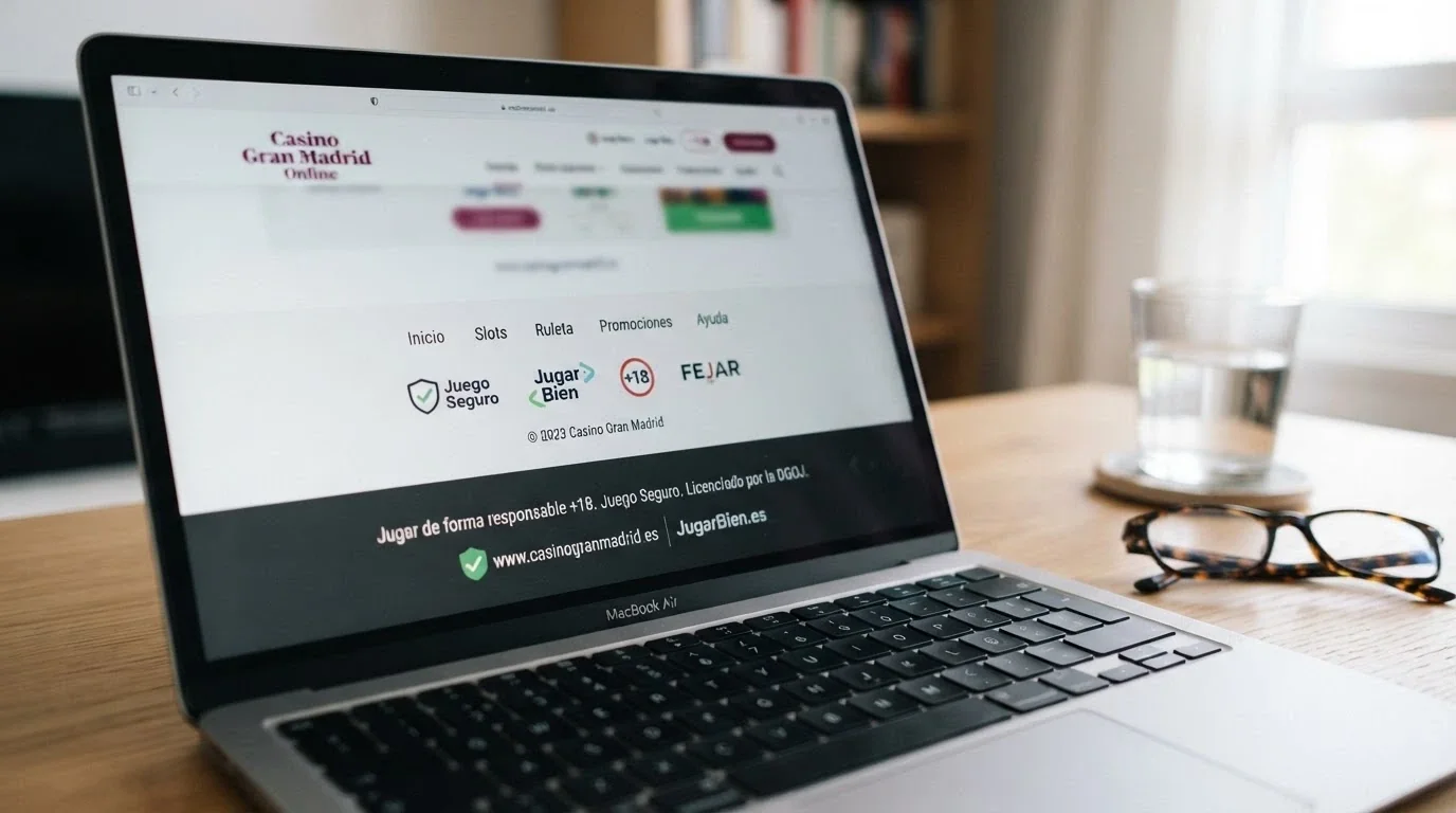 Captura del pie de página de un casino online español mostrando el número de licencia DGOJ y el dominio .es