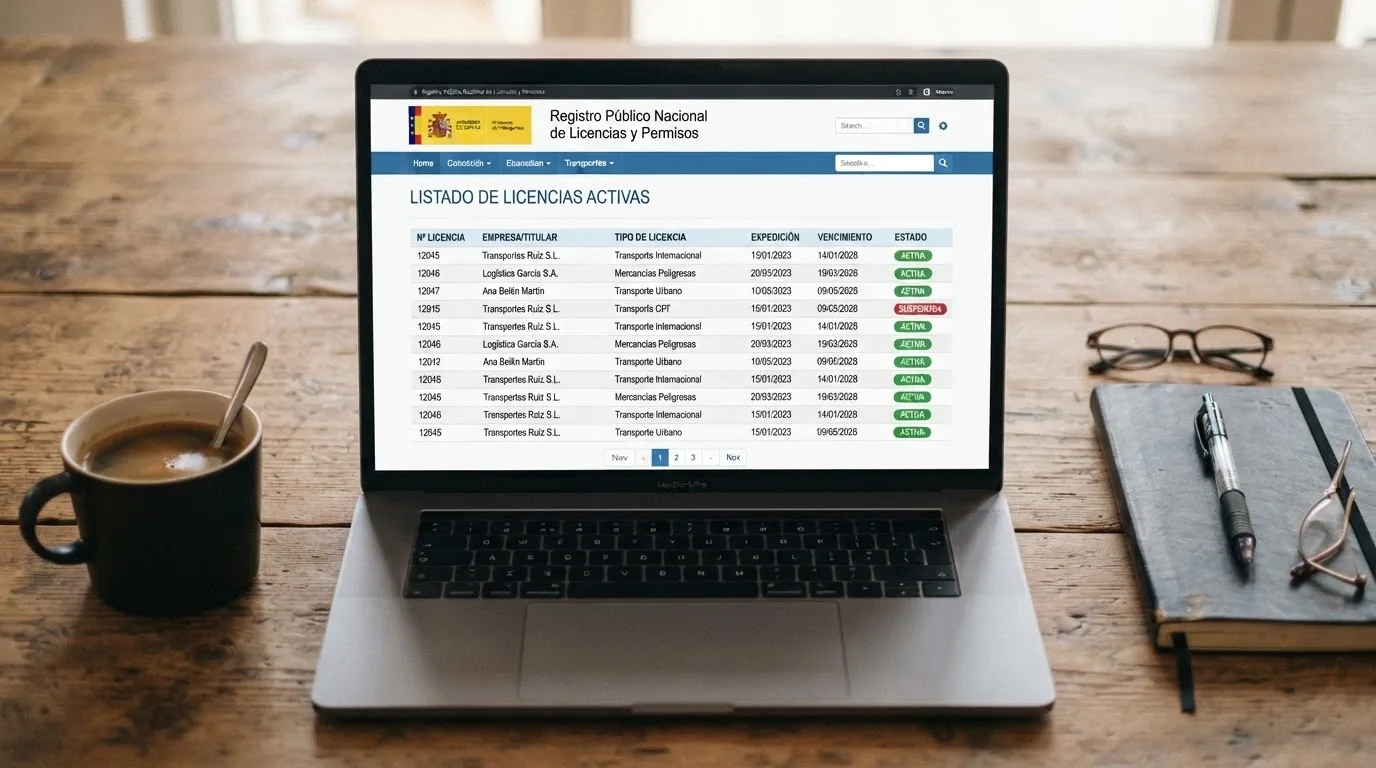 Captura del registro público de operadores autorizados en la web ordenacionjuego.es con el listado de licencias .es visibles