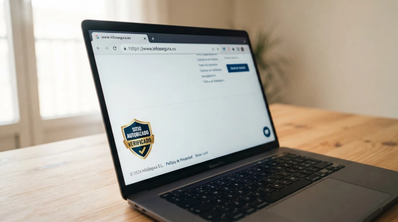 Primer plano de la parte inferior de la web de un casino online donde se ve el sello de la DGOJ y el dominio .es en la barra del navegador