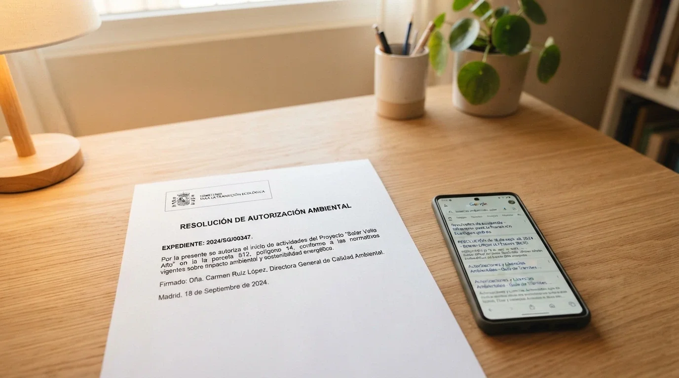 Documento oficial con el escudo de la Dirección General de Ordenación del Juego sobre un escritorio, junto a un teléfono con la web de ordenacionjuego.es