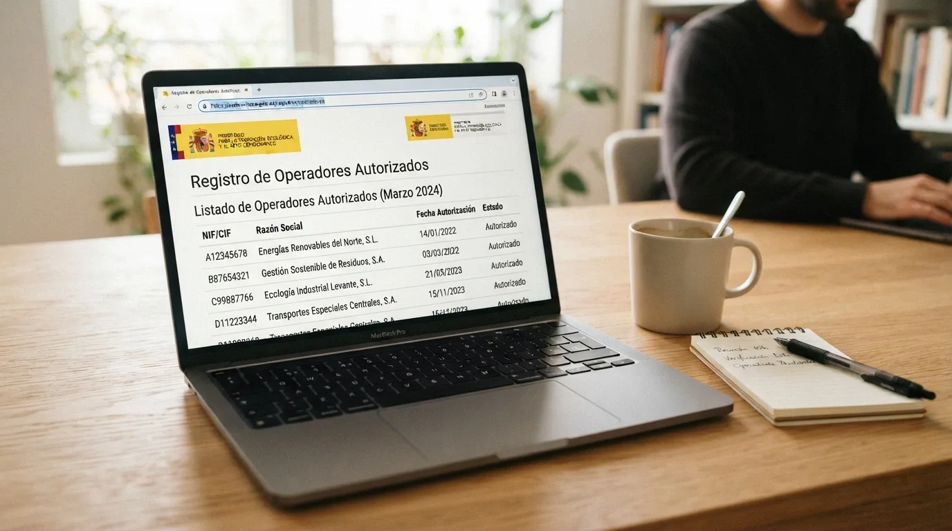 Pantalla del registro oficial de ordenacionjuego.es mostrando el listado de operadores con licencia DGOJ y el dominio .es resaltado en la barra de direcciones