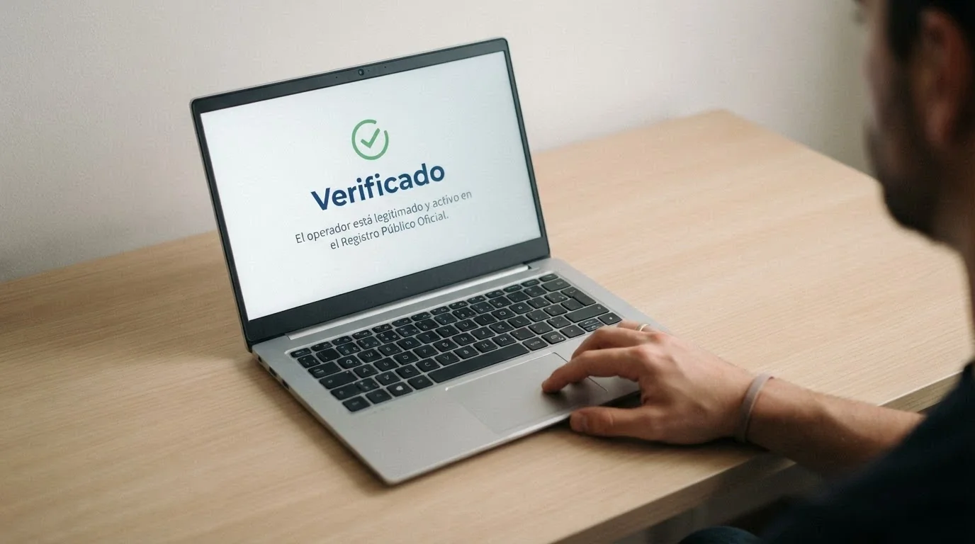 Pantalla de ordenador mostrando el registro oficial de la DGOJ en ordenacionjuego.es con el listado de operadores autorizados