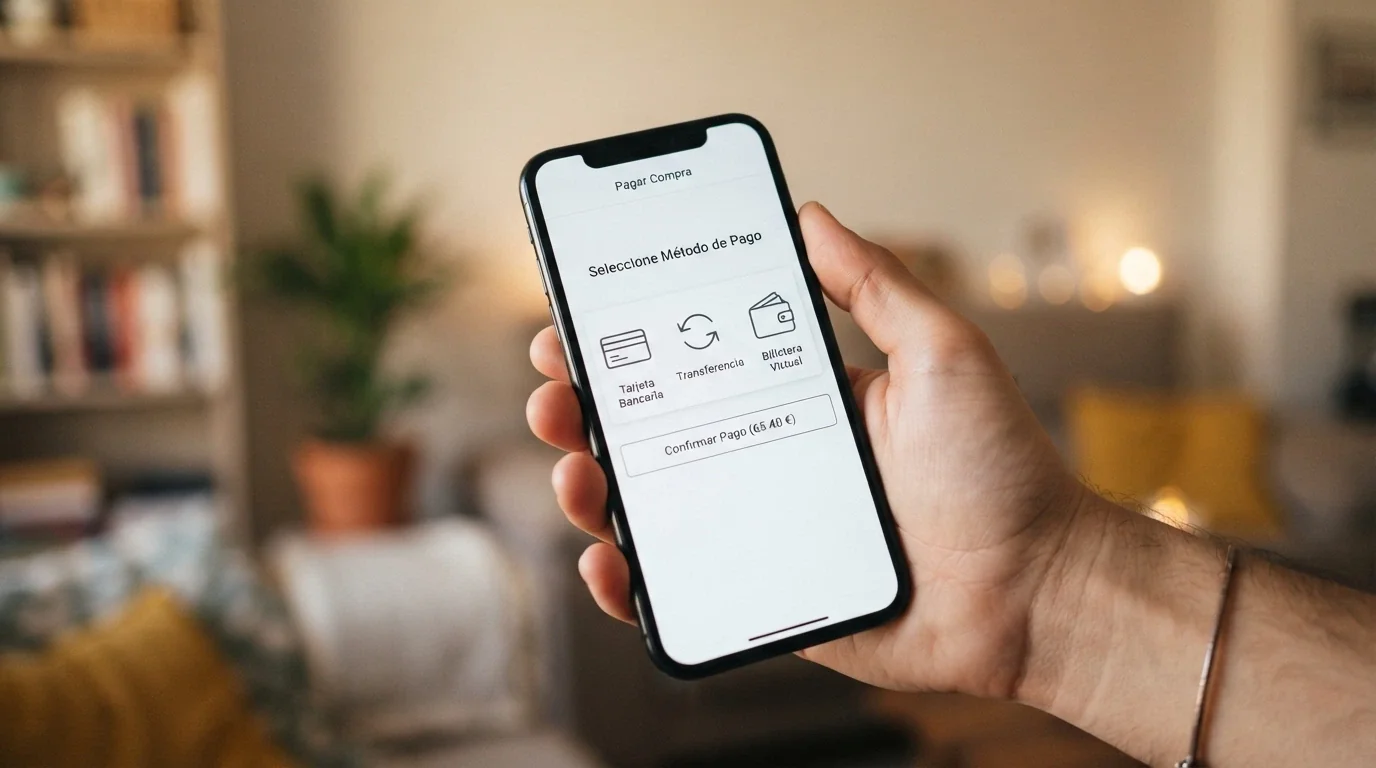 Pantalla de cajero virtual con los métodos de pago: PayPal, tarjeta bancaria, transferencia y Bizum visible solo en depósitos