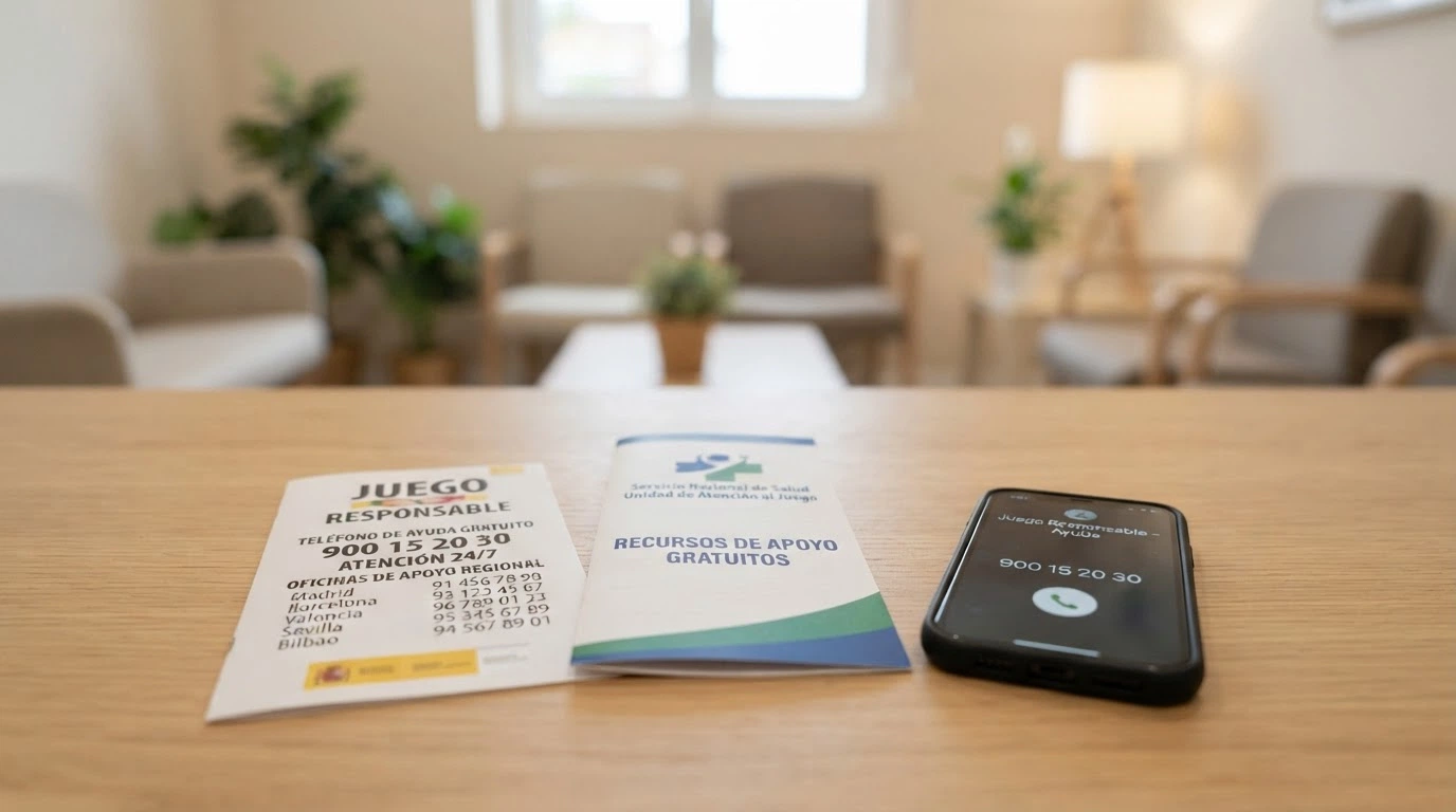 Material informativo de FEJAR con números de teléfono y direcciones de asociaciones autonómicas de ayuda al jugador
