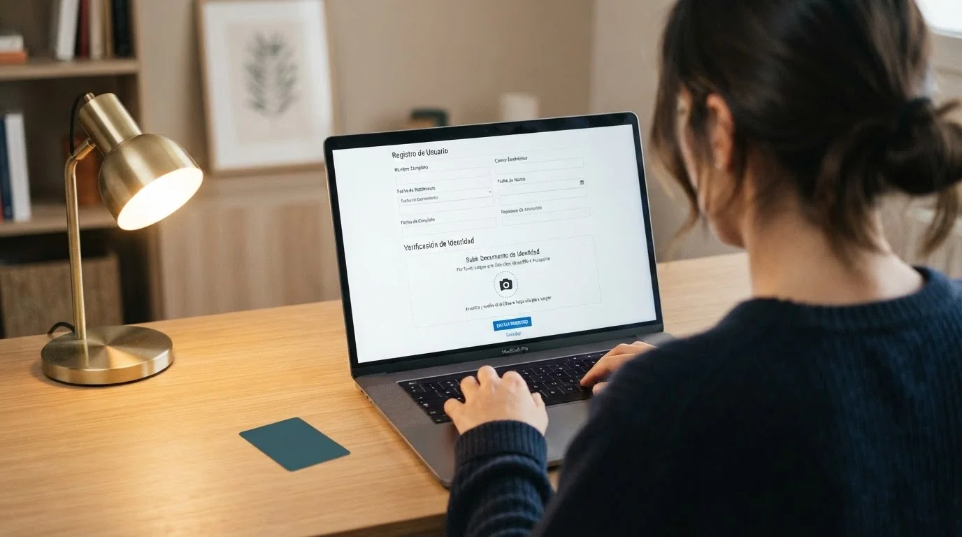 Formulario de registro en un casino online español con el campo de verificación de identidad